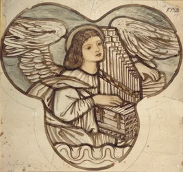 Design for Stained Glass in Lyndhurst Church: An Angel Organist