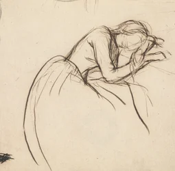 A Woman Bowed in Grief