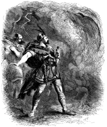 Macbeth and Banquo encountering the three witches