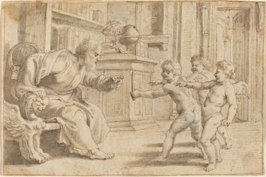 Putti Testing a Man