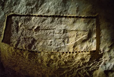 Prehistoric cave carving depicts a salmon, from the Abri du Poisson (Fish Rock Shelter)