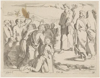Moses Showing the Tablets of the Law to the People, Biblical Scenes (series title), Historia del Testamento Vecchio / Dipinta in Roma nel Vaticano da Raffaelle di Urbino (series title)