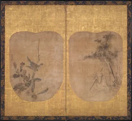 Daoist Sage beneath a Tree and Hawk on a Branch, mid-17th century
