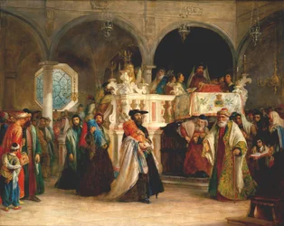 The Feast of the Rejoicing of the Torah at the Synagogue in Leghorn, Italy, 1850