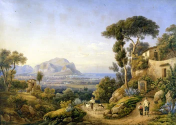 Palermo and Mount Pellegrino. Painting by Solomon Corrodi