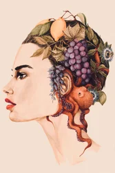 Surreal Woman Octopus Portrait