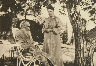 Russian author Leo Tolstoy and his wife Sophia by the Black Sea, Crimea, Russia