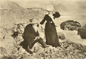 Russian Author Leo Tolstoy and His Wife Sophia by the Black Sea, Crimea, Russia