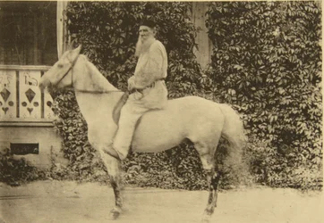 Russian Author Leo Tolstoy on Horseback, Moscow, Russia, 1890s
