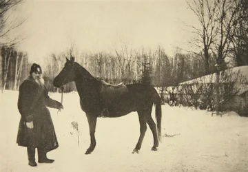 Russian Author Leo Tolstoy with a Horse, Yasnaya Polyana, Near Tula, Russia