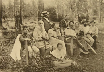 Russian Author Leo Tolstoy with Guests, Yasnaya Polyana, near Tula, Russia, 1895