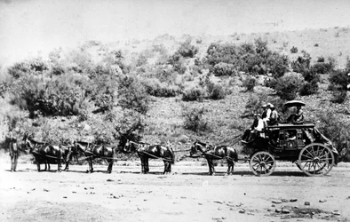 Stagecoach entering Pretoria, c.1895