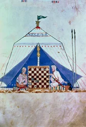 A Moor and a Christian playing chess in a tent, from the 