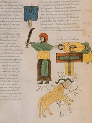 Abraham about to sacrifice his son, Isaac, from the Visigothic-Mozarabic Bible of St. Isidores, A.D. 960