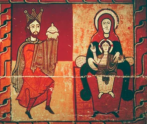 Altarpiece panel showing the Epiphany