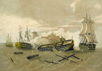 British fleet attacking Castillo del Morro, Cuba, 1761