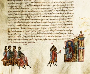 Byzantine Emperor Basil I receiving Serbian ambassadors