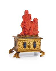 Carved group of Saint Jerome with his lion