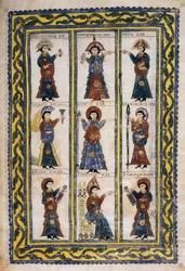 Council of Hispanic Bishops under the Visigoth Occupation between 506 and 679, probably a Council of Toledo, from the Glosas Emilianenses, 992-994 (illuminated manuscript)