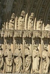Detail from the Portal of Forgiveness (Puerta del Perdon) central portal of the West facade of Toledo Cathedral