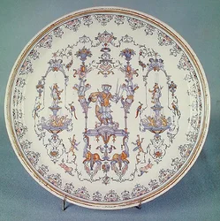 Dish Decorated with Grotesques, from Alcora