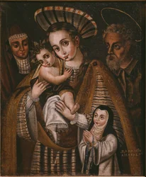 Ex voto, Holy Family with St. Anne and the nun of the Abbey, Ana de Ibaizabal