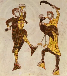 Two Men Dancing, from the Beatus Apocalypse from Santo Domingo de Silos