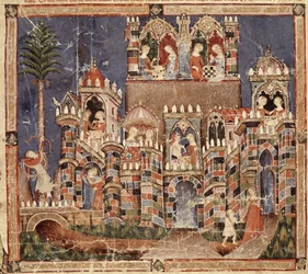 Games and entertainment of the Trojans, from the Codex Benito Santa Mora