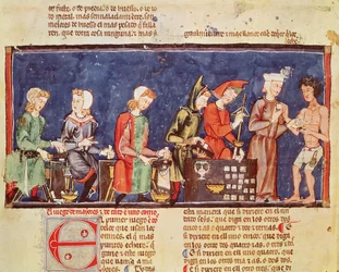 Dice Makers, from the Book of Games, Chess, Dice and Boards, 1282