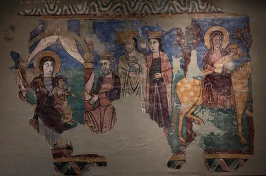 Mural Origin of the church iglesia de la Asuncion de María en Navasa (Huesca). Ca 1200