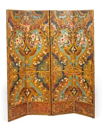 Polychrome decorated four-fold screen