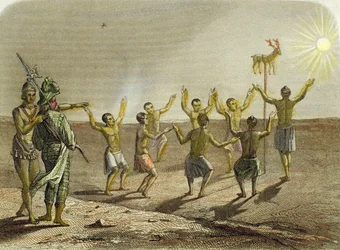 Sacrifice of a deer to the sun by the Indians of Florida
