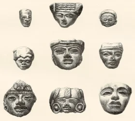 Stone Heads and Masks Found at Teotihuacan
