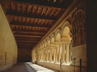 View south along west cloister wall