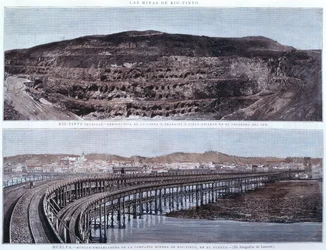 Wharf and Perspective of the Compania Mines of Rio-Tinto, Huelva, Spain
