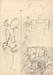 Cave of the Golden Calf: Studies of Tree Houses, Animals and Floor Plan