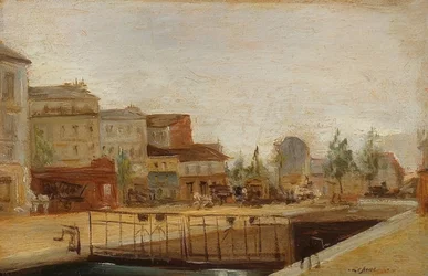 The Canal Saint-Martin in Paris with Lock