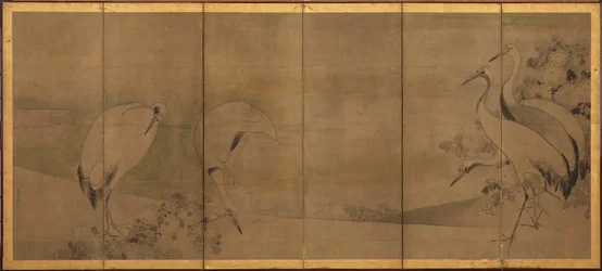 Cranes and chrysanthemums, Momoyama or Edo period