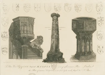 Wolverhampton - Pulpit, Pillar and Font in St. Peter