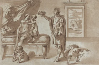 Mars offering a floral wreath to Venus, 1760-90