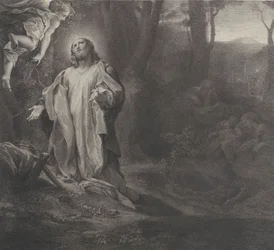 Christ on the Mount of Olives, with an angel at upper left