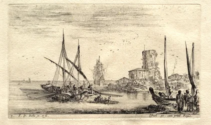 A Galley Moving toward the Open Sea
