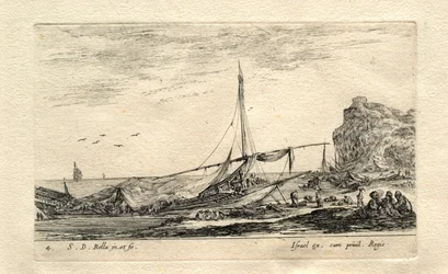 A Galley on the Shore Covered with a Tarpaulin