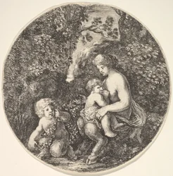 A Female Satyr Breastfeeding a Child