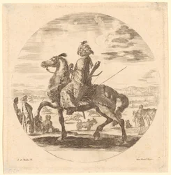 African Rider in Profile Facing Left