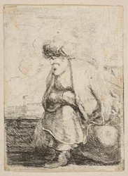 An Old Turk Seated on a Stone, ca. 1662