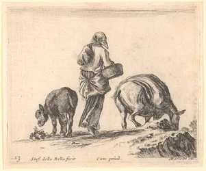 Peasant Woman with Two Donkeys