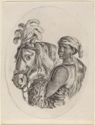 Black Groom with an Arabian Horse