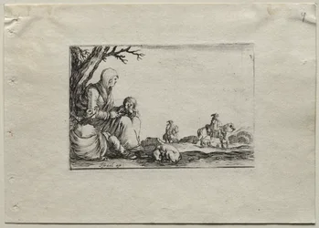 Caprices: Seated Beggar Woman with Two Children