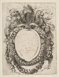 Cartouche Crowned by Helmet and Leopards, 1647